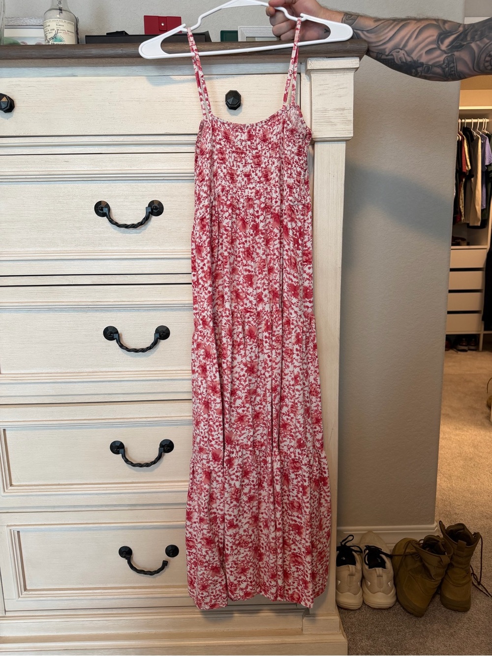 Steve Madden Red Floral Tiered Maxi Dress